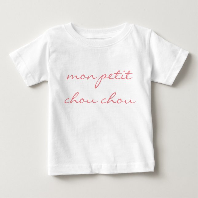 Camiseta Para Bebê Toddler Girls Ruffle Tee "Mon Petit Chou Chou" (Frente)
