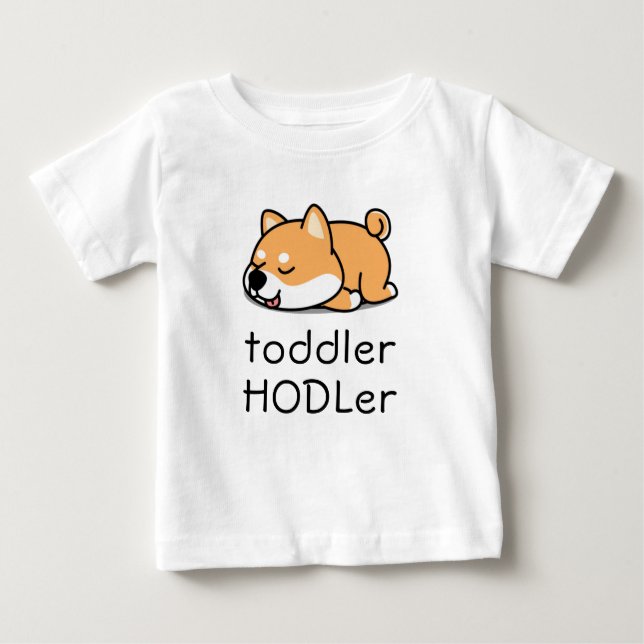 Camiseta Para Bebê Toddler HODLer Dogecoin Crypto Cute Baby Shiba Inu (Frente)