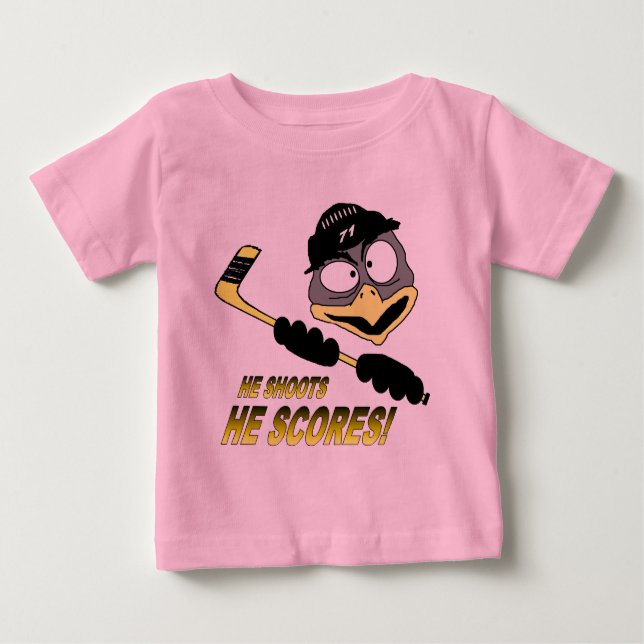 Camiseta Para Bebê Toddler Penguin Hockey T-Shirt (Frente)