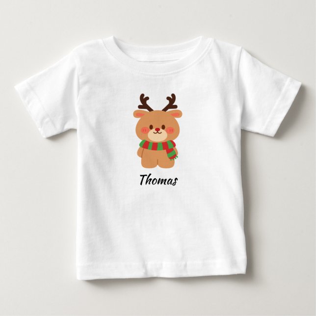 Camiseta Para Bebê Toddler Rena Personalizada (Frente)