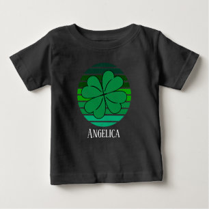 Camiseta Para Bebê Toddler Rua, dia de Patrick, 4 Leaf Clover Retro