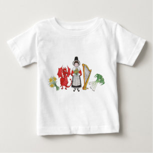 Camiseta Para Bebê Toddler T-shirt: Welsh Daffodils Dragon Leeks Harp