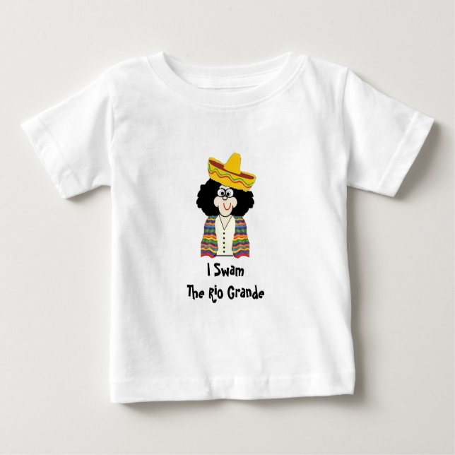 Camiseta Para Bebê Toddler Tee, Lil Mexicano, Eu Nadei O Rio Grande (Frente)