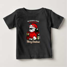 Camiseta Para Bebê Toddler's Cool Cat Christmas funny holiday