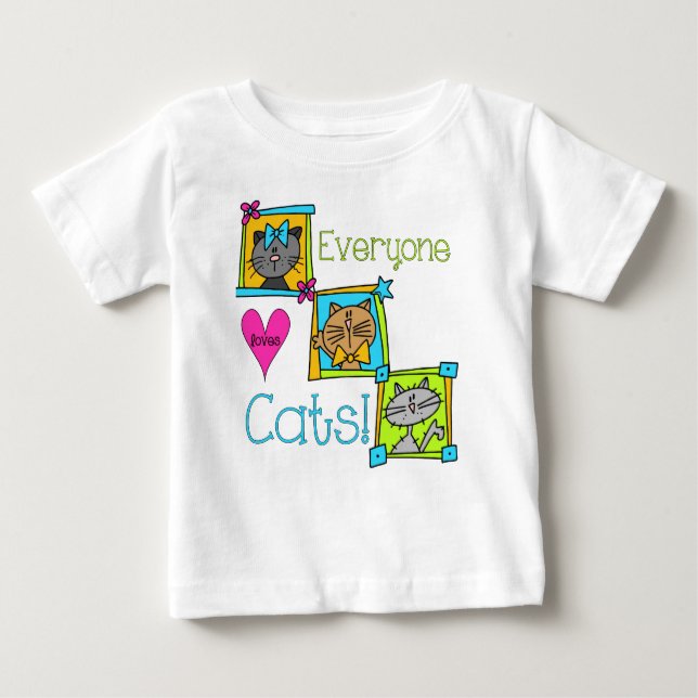 Camiseta Para Bebê Todo Mundo Adora Gatos (Frente)