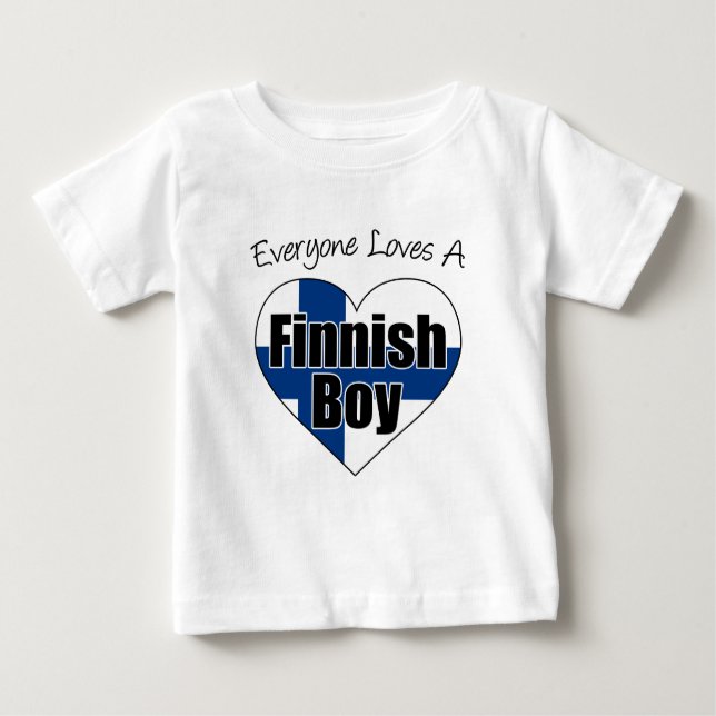 Camiseta Para Bebê Todo Mundo Adora o Menino Finlandês (Frente)
