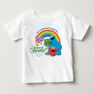 Camiseta Para Bebê Todos os arco-íris levam à Rua Sésamo