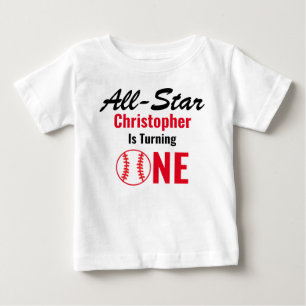Camiseta Para Bebê Todos os primeiros aniversarios Star Baseball
