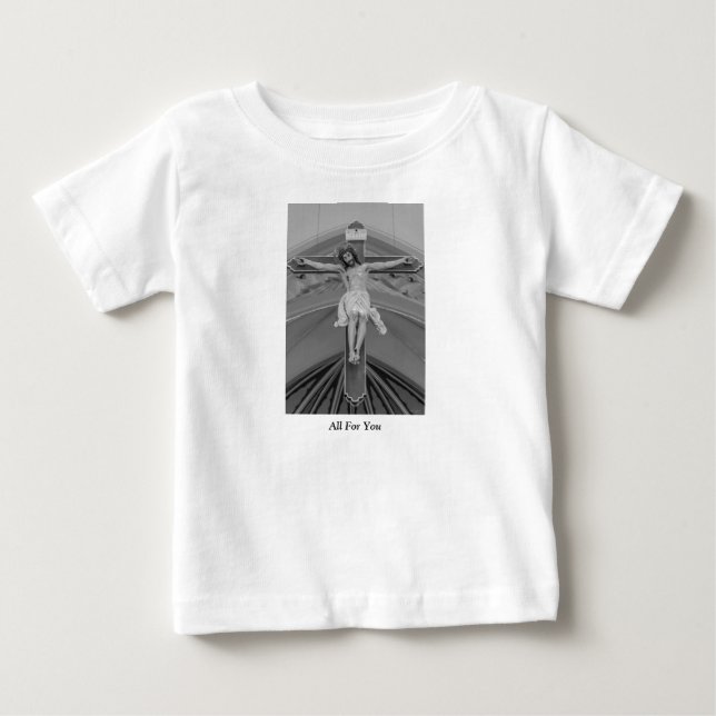 Camiseta Para Bebê Todos Para Você Em Escala De Cinza (Frente)
