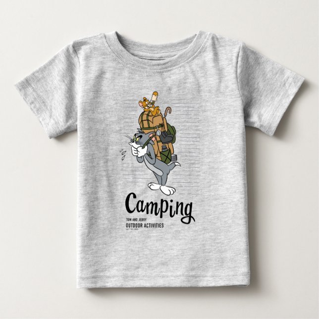 Camiseta Para Bebê Tom & Jerry Camping (Frente)