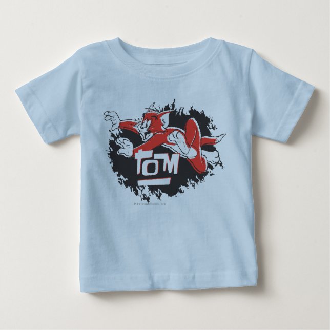 Camiseta Para Bebê Tom Logotipo Preto e Vermelho (Frente)