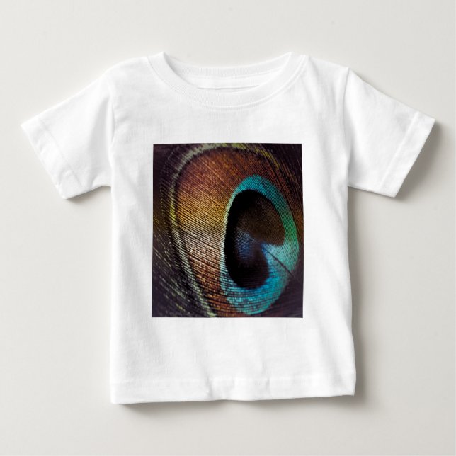 Camiseta Para Bebê Tonalidades Antigas Olho de Pena de Pavão (Frente)