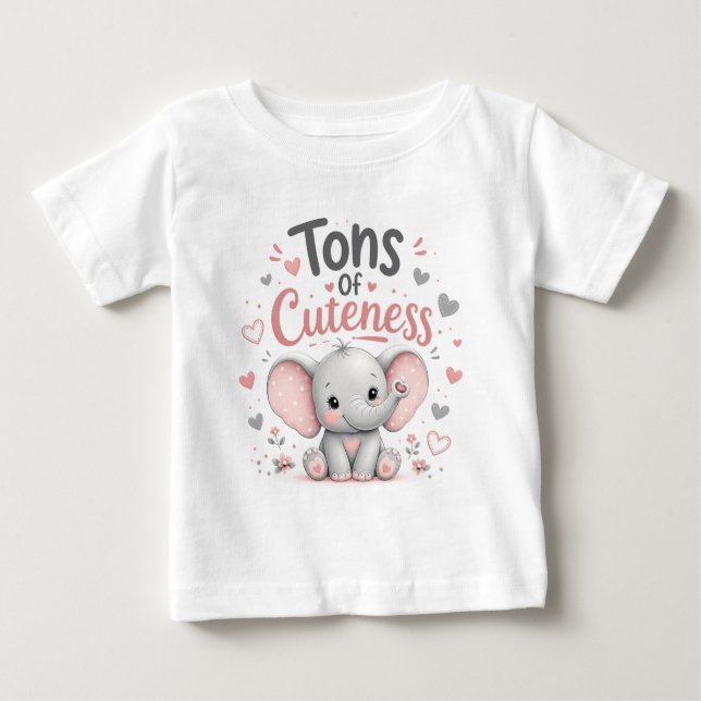 Camiseta Para Bebê Toneladas De Doçura Design De Elefante Bebê (Frente)