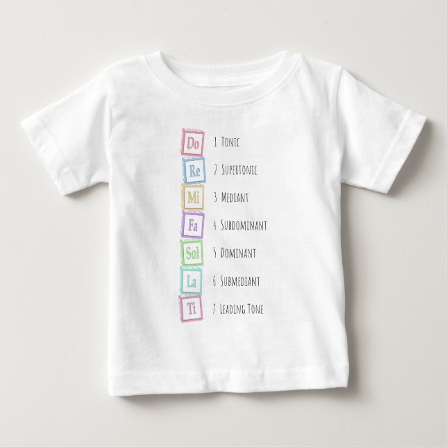 Camiseta Para Bebê Tons da escala Solfeggio Musical Baby Blocks (Frente)