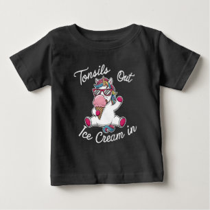 Camiseta Para Bebê Tonsils Out Sorvete Na Magia Do Unicórnio