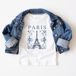 Camiseta Para Bebê Torre Delft Blue Paris Eiffel