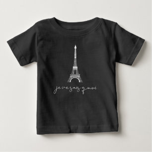 Camiseta Para Bebê Torre Eiffel Je Ne Sais Quoi Fofo Preto
