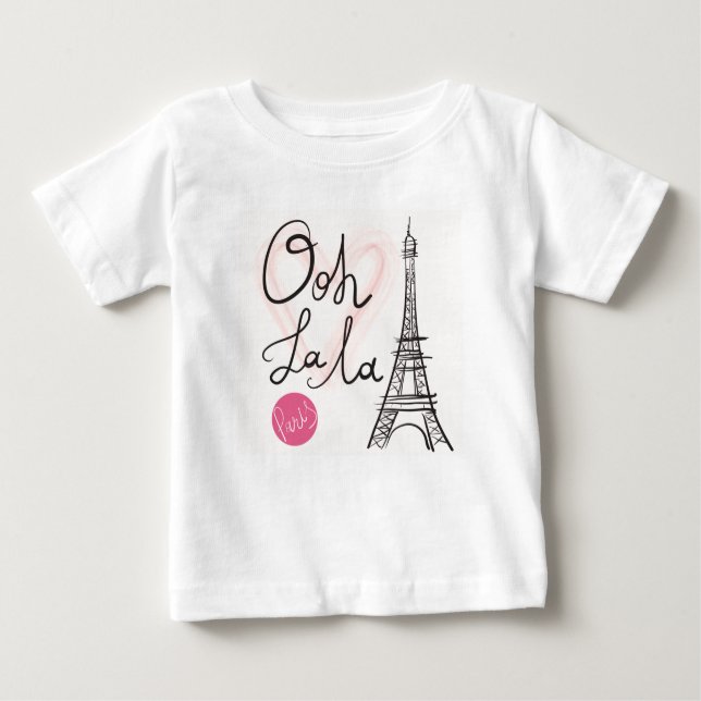 Camiseta Para Bebê Torre Eiffel tirada mão (Frente)