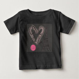 Camiseta Para Bebê Torre Eiffel tirada mão