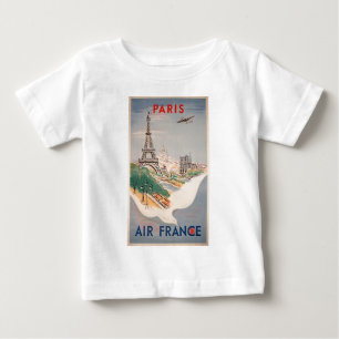 Camiseta Para Bebê Torre Eiffel Vintage Paris Propaganda de Viagens A