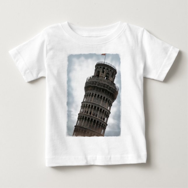 Camiseta Para Bebê Torre inclinada de Pisa (Frente)