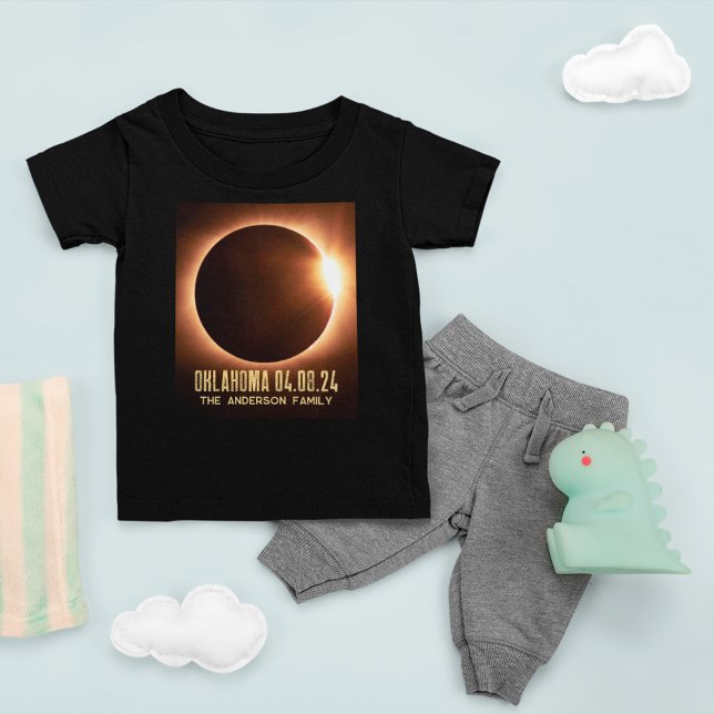 Camiseta Para Bebê Total Solar Eclipse Oklahoma 2024 Personalizado (Criador carregado)