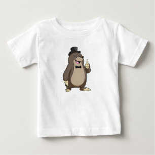 Camiseta Para Bebê Toupeira como Noivo com Gravata