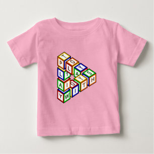 Camiseta Para Bebê Toy Blocos Gráficos de Brinquedo Verde Azul Amare