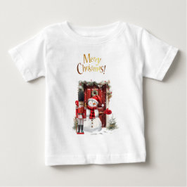 Camiseta Para Bebê Toy British Soldier Bearskin hat e Snowman