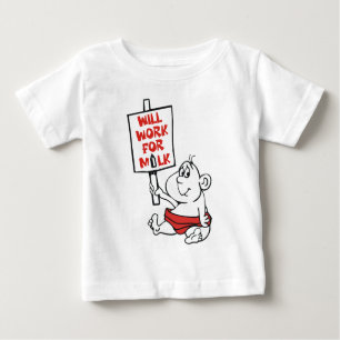 CAMISETA PARA BEBÊ TRABALHARÁ PARA O LEITE