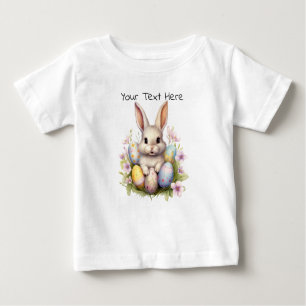 Camiseta Para Bebê Trabalho de arte de Coelhinhos de Páscoa e Ovos de