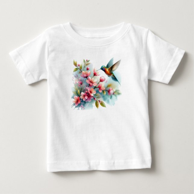 Camiseta Para Bebê Trabalho de arte de pássaro-primavera (Frente)