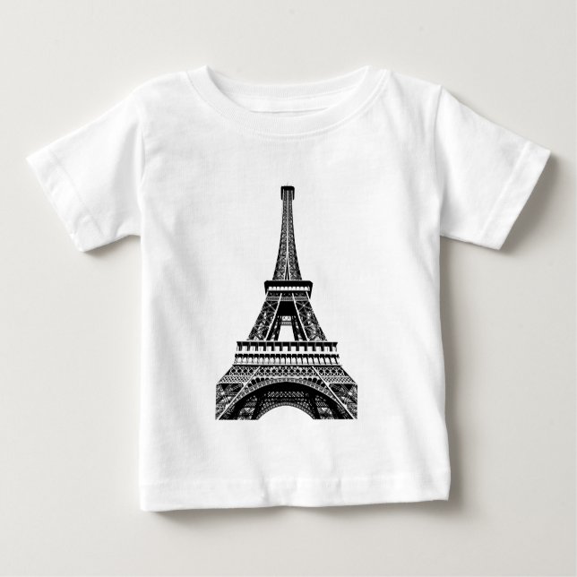 Camiseta Para Bebê Trabalhos de arte brancos pretos da arte de Paris (Frente)