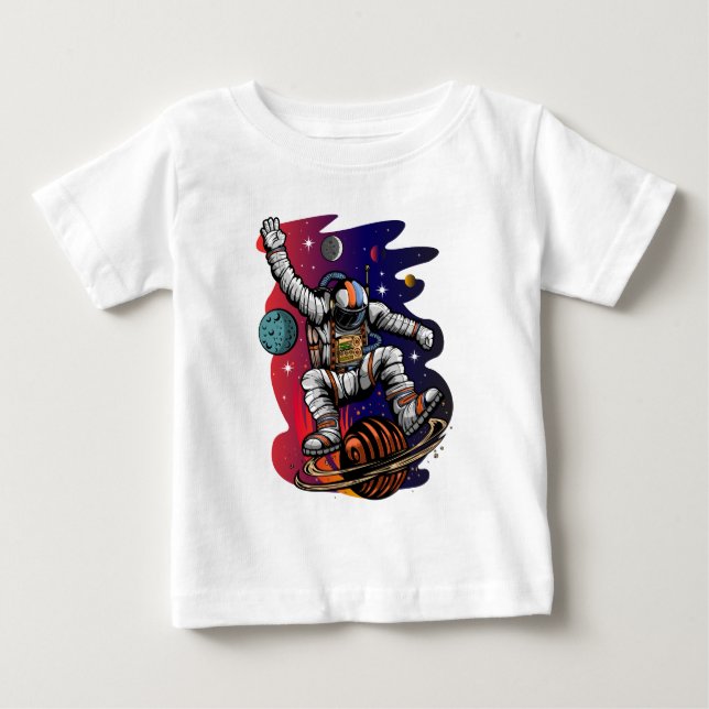 Camiseta Para Bebê Traçado espacial (Frente)