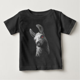 Camiseta Para Bebê Traço De Cabeça Retrato Llama Em Fundo Preto