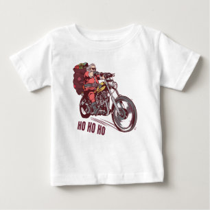 Camiseta Para Bebê Traje de Natal de Motociclista do Papai Noel para 