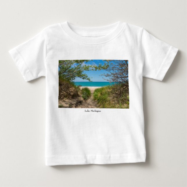 Camiseta Para Bebê Tranquilidade do Lago Michigan (Frente)