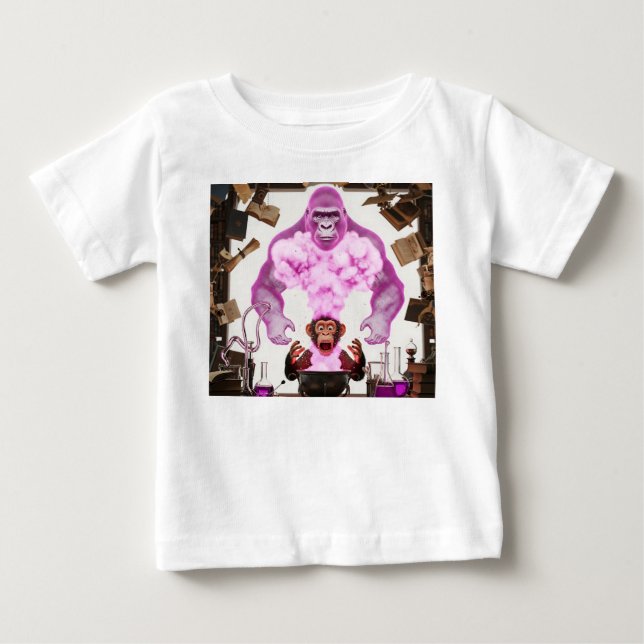 Camiseta Para Bebê Transformação do Laboratório Mágico: Chimpanzé Con (Frente)