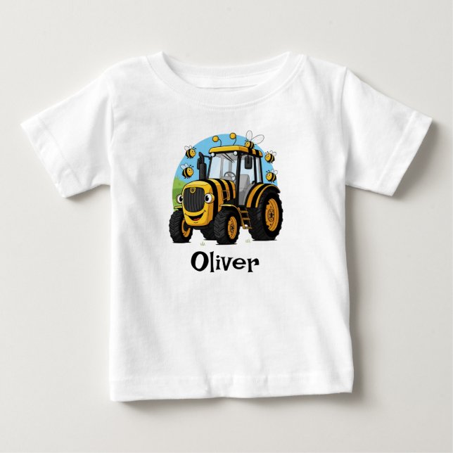 Camiseta Para Bebê Trator Abelha Bumblebee Fofo (Frente)