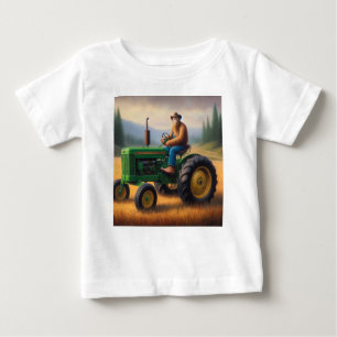 Camiseta Para Bebê Trator de Pé Grande