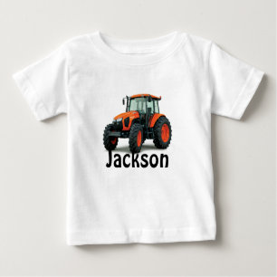 Camiseta Para Bebê Trator laranja personalizado