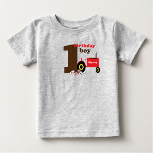 Camiseta Para Bebê trator-tema antigo da fazenda do primeiro primeiro
