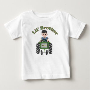 Camiseta Para Bebê Trator verde do irmão mais novo