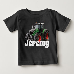 Camiseta Para Bebê Trator Verde Moderno Personalizado