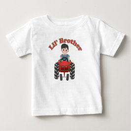 Camiseta Para Bebê Trator Vermelho Pequeno Irmão