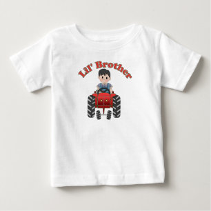 Camiseta Para Bebê Trator Vermelho Pequeno Irmão