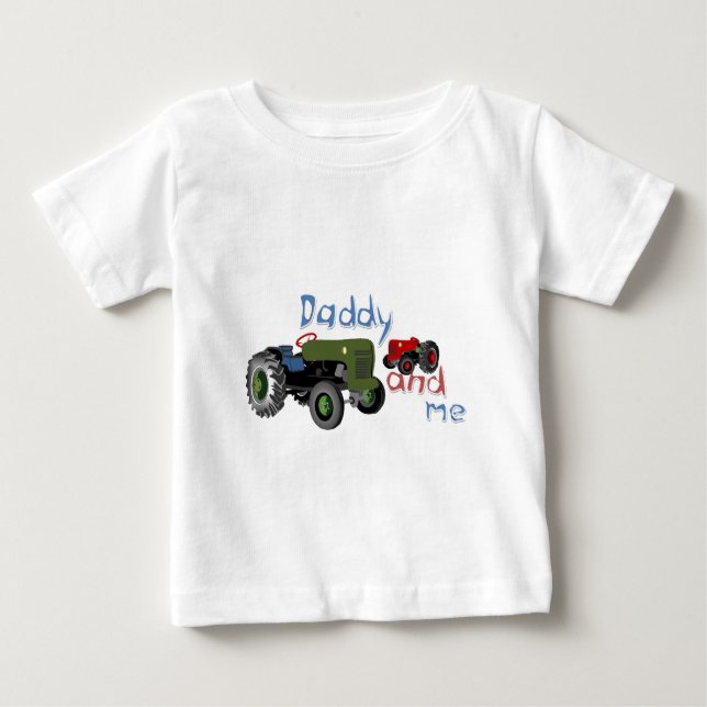 Camiseta Para Bebê Tratores de pai e Me (Frente)