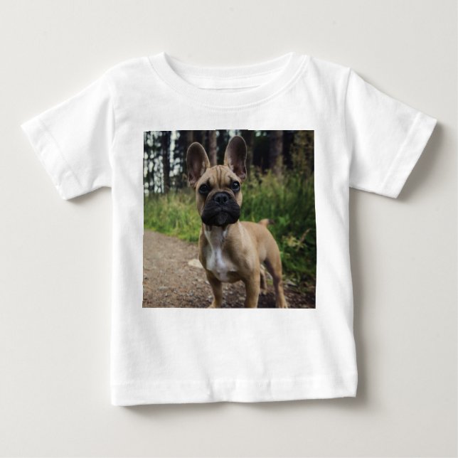 Camiseta Para Bebê Travesseiro decorativo de Buldogue Francês (Frente)