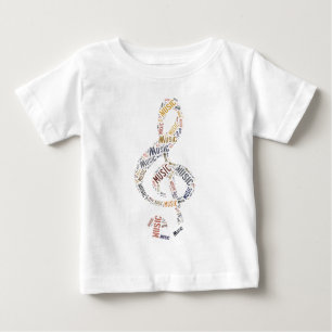 Camiseta Para Bebê Treble Clef Word Art
