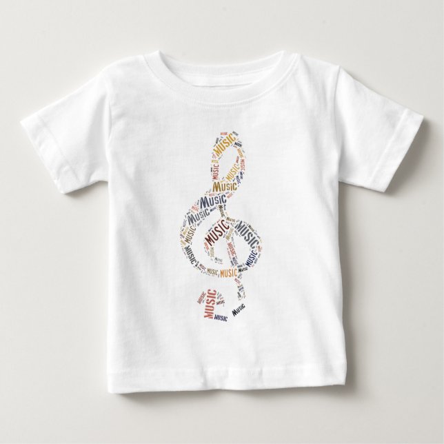 Camiseta Para Bebê Treble Clef Word Art (Frente)